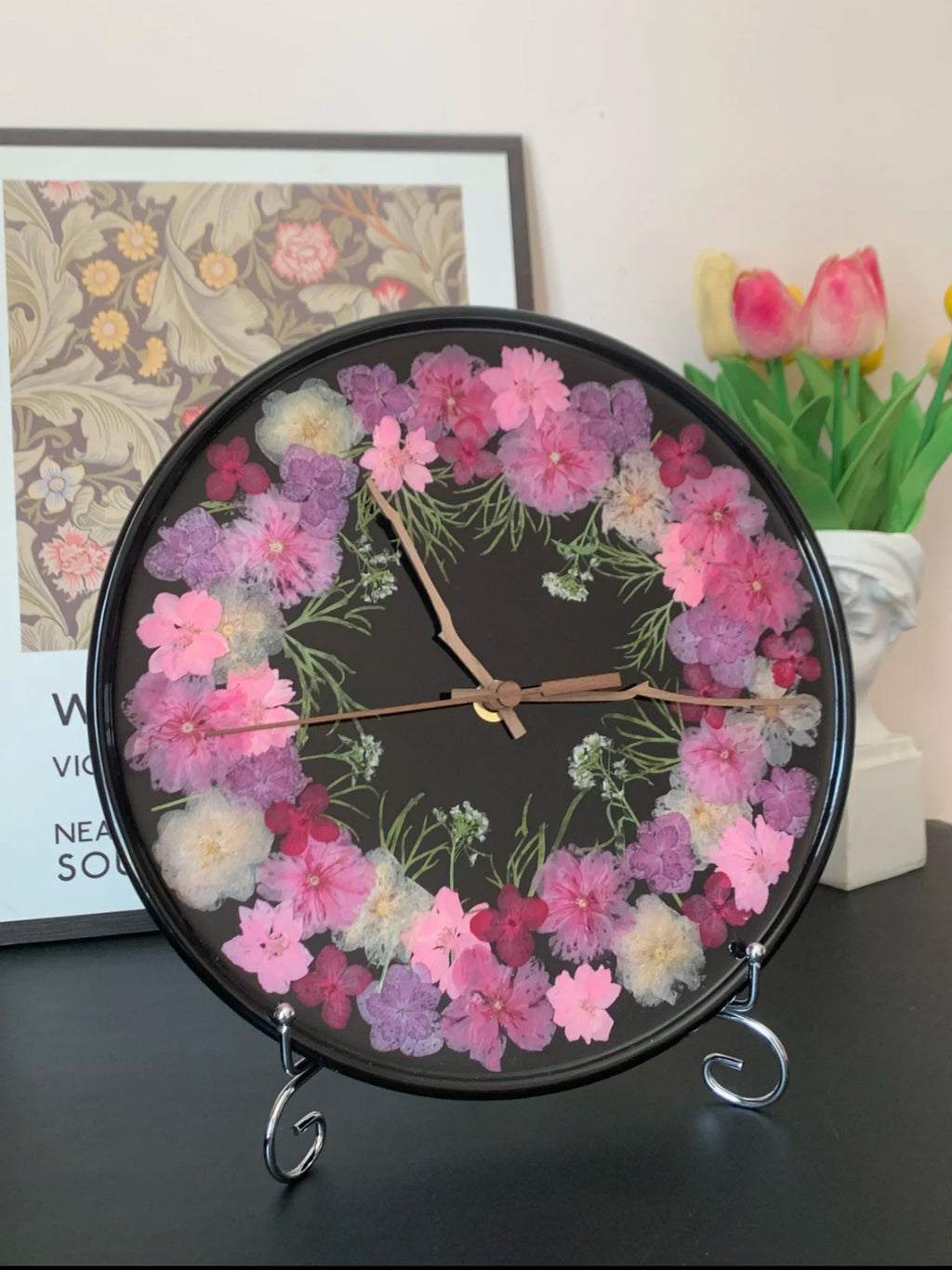 The Phantom Hour — Handmade Real Pressed Flower Clock