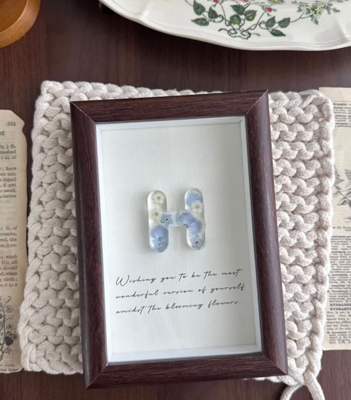 Personalized Resin Letter Frame with Real Flowers