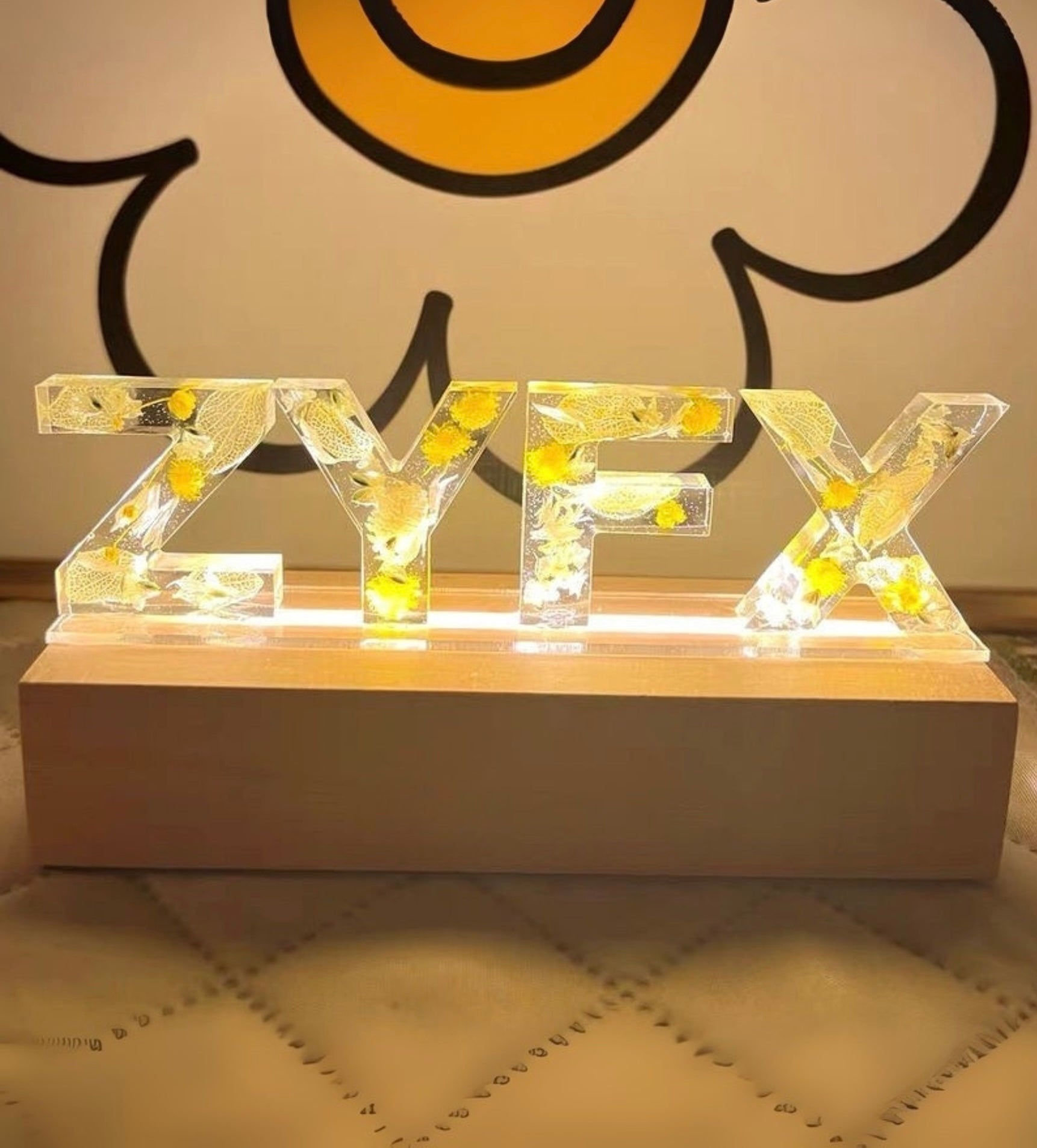 Custom Flower Letter Night Lamp – Your Initial in Light