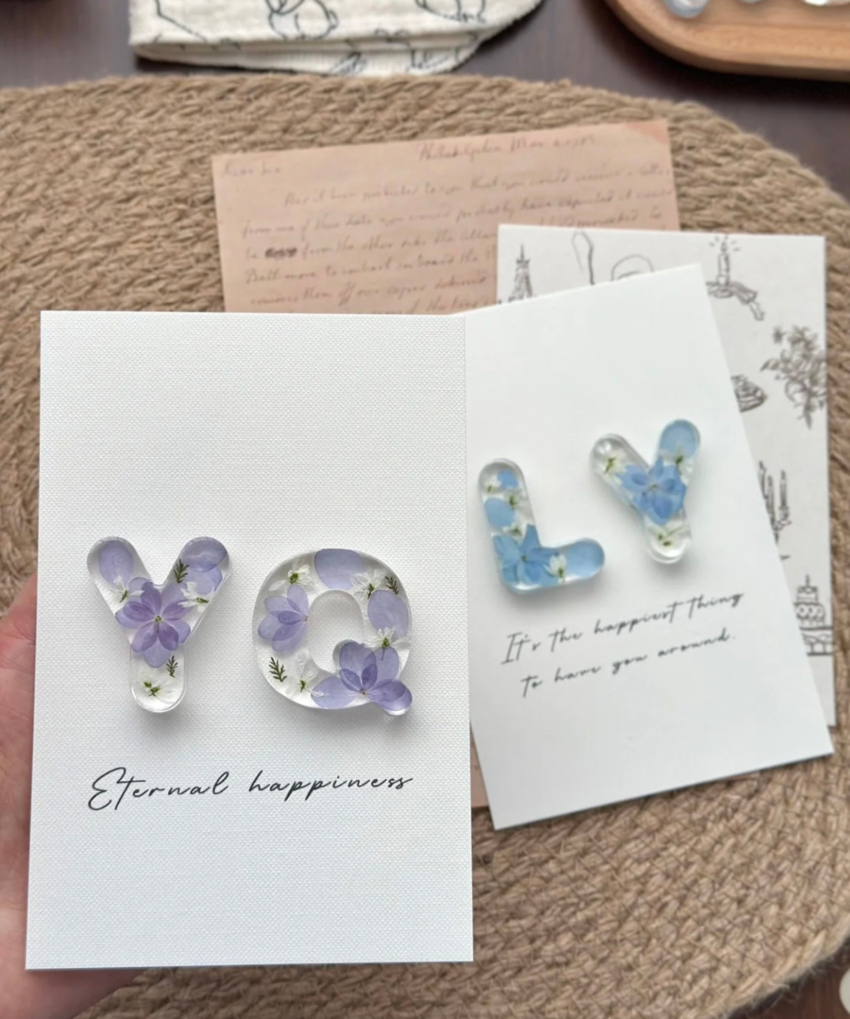 Personalized Resin Letter Frame with Real Flowers