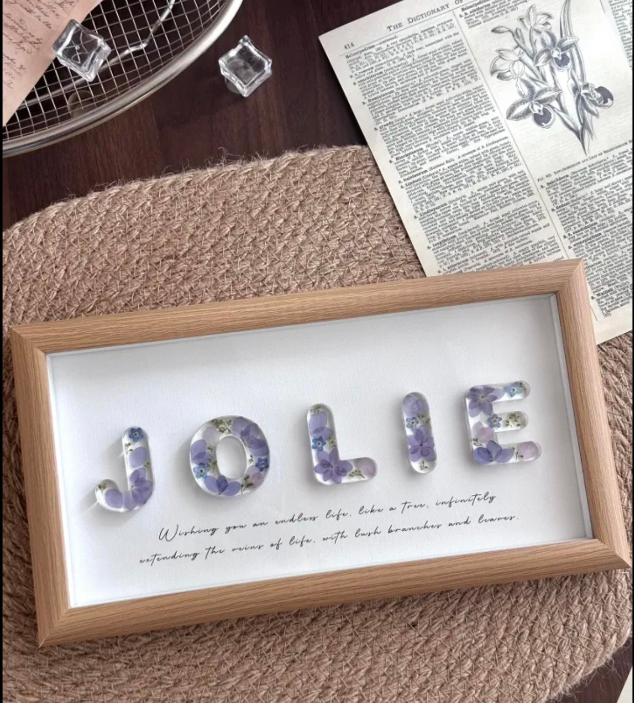 Personalized Resin Letter Frame with Real Flowers