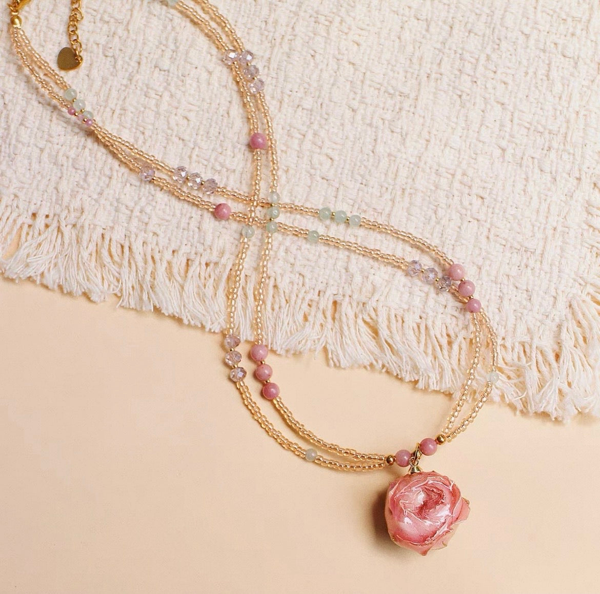 Garden Vacation- Lavender Rose Necklace