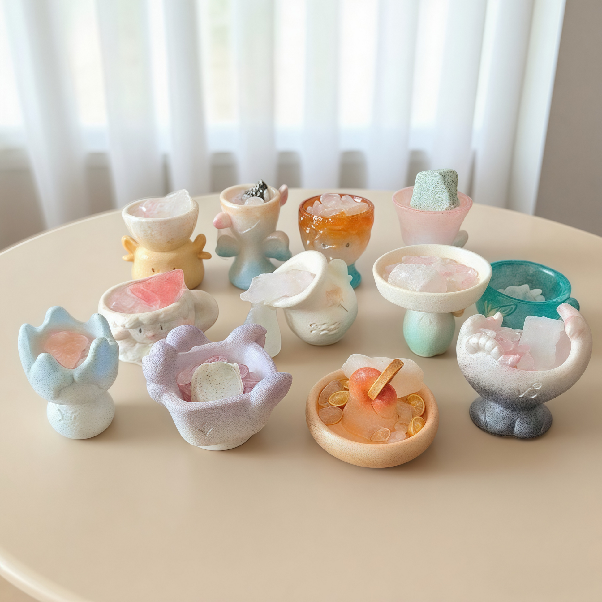 Zodiac crystal cups – astrology gift set with raw crystals and diffuser stones