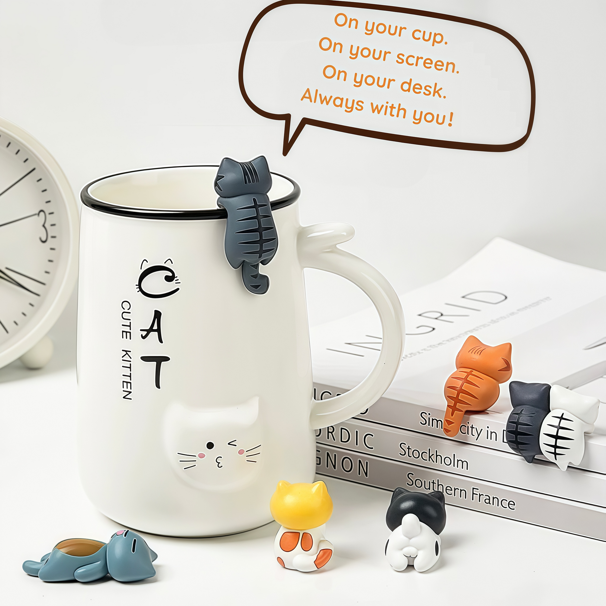 Be with you · Kawaii Cat Figurine for Calm Cozy Spaces