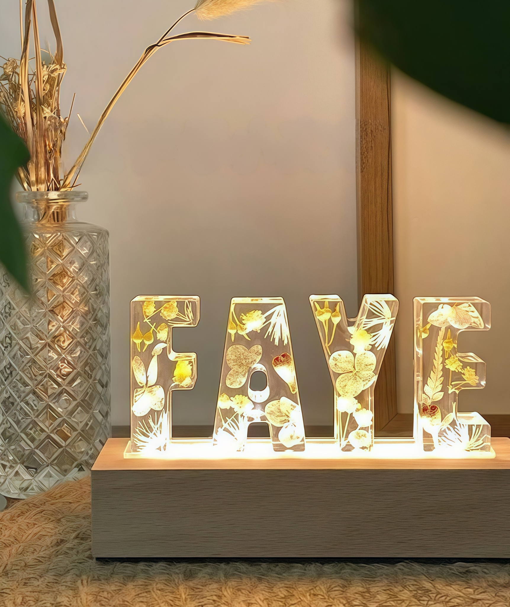 Custom Flower Letter Night Lamp – Your Initial in Light