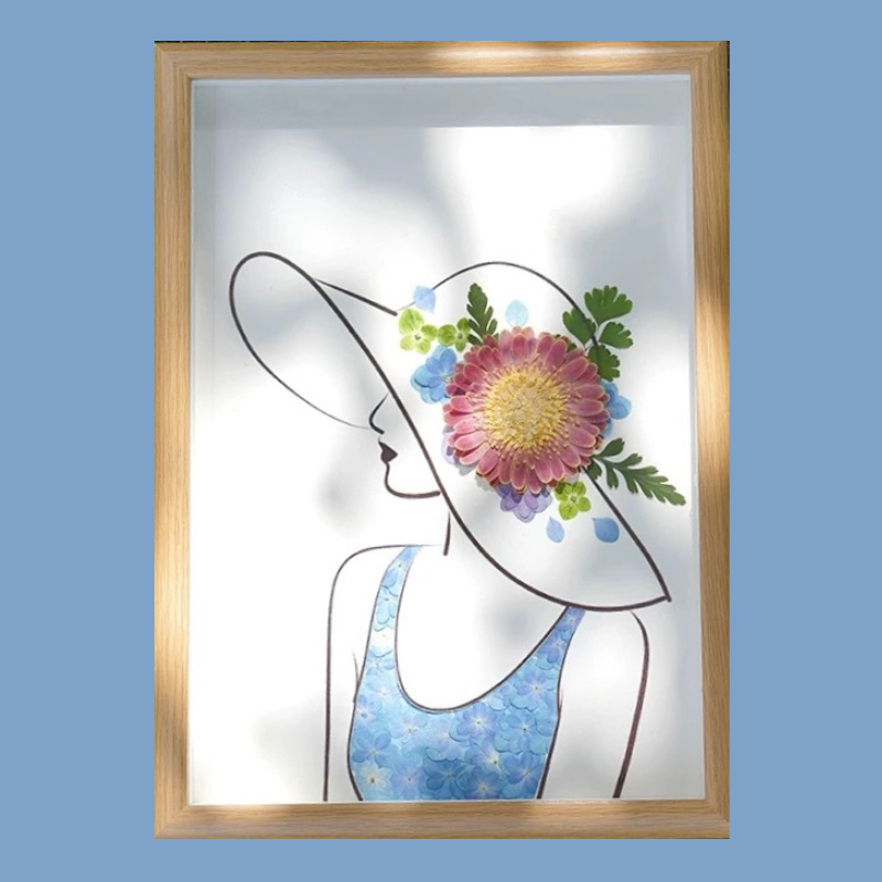 Miss Flower Sunny — Original Pressed Flower Portrait Art