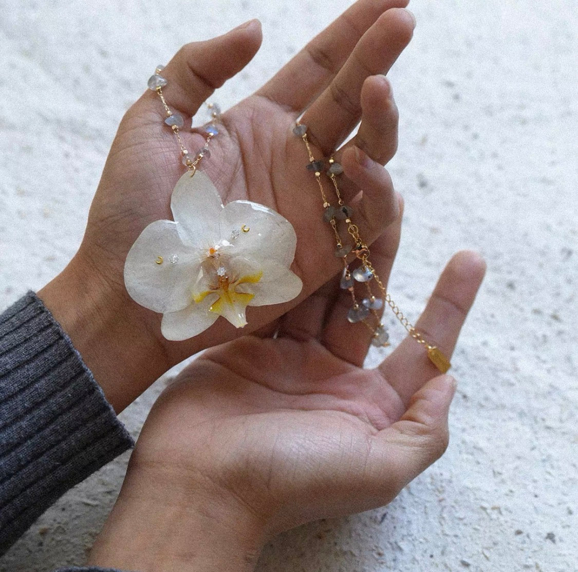 Evening Bloom — Orchid Statement Necklace