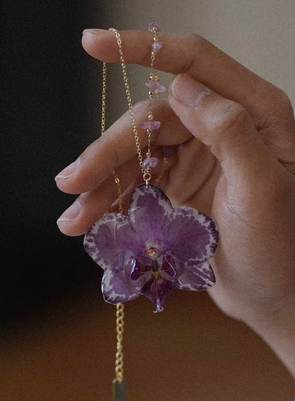 Evening Bloom — Orchid Statement Necklace