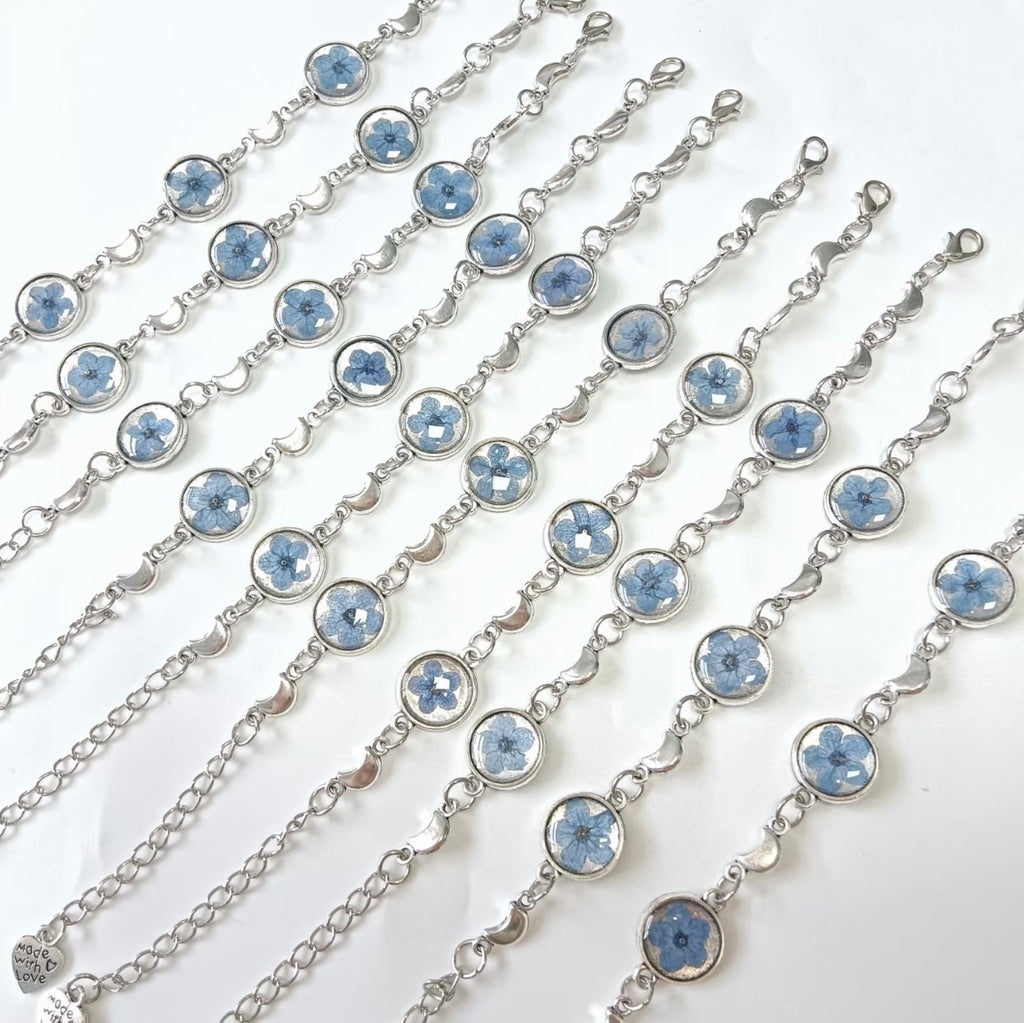 Forget-me-not Bracelet — Blue Flowers Preserved on Wrist