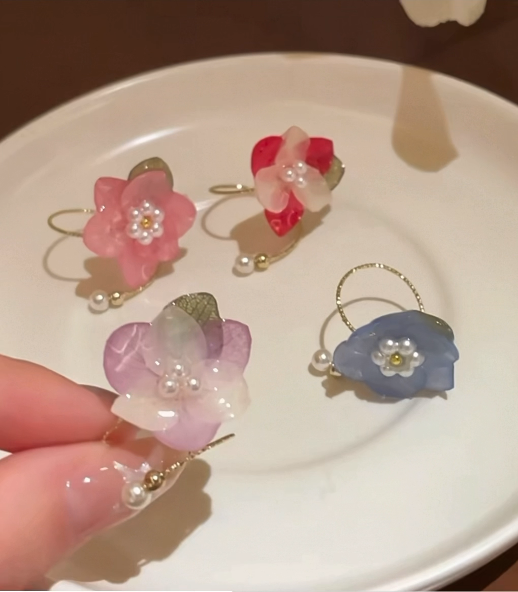 Candy Flower Resin Ring | Handmade Pastel Floral Adjustable Ring, Dopamine Sweet Botanical Jewelry