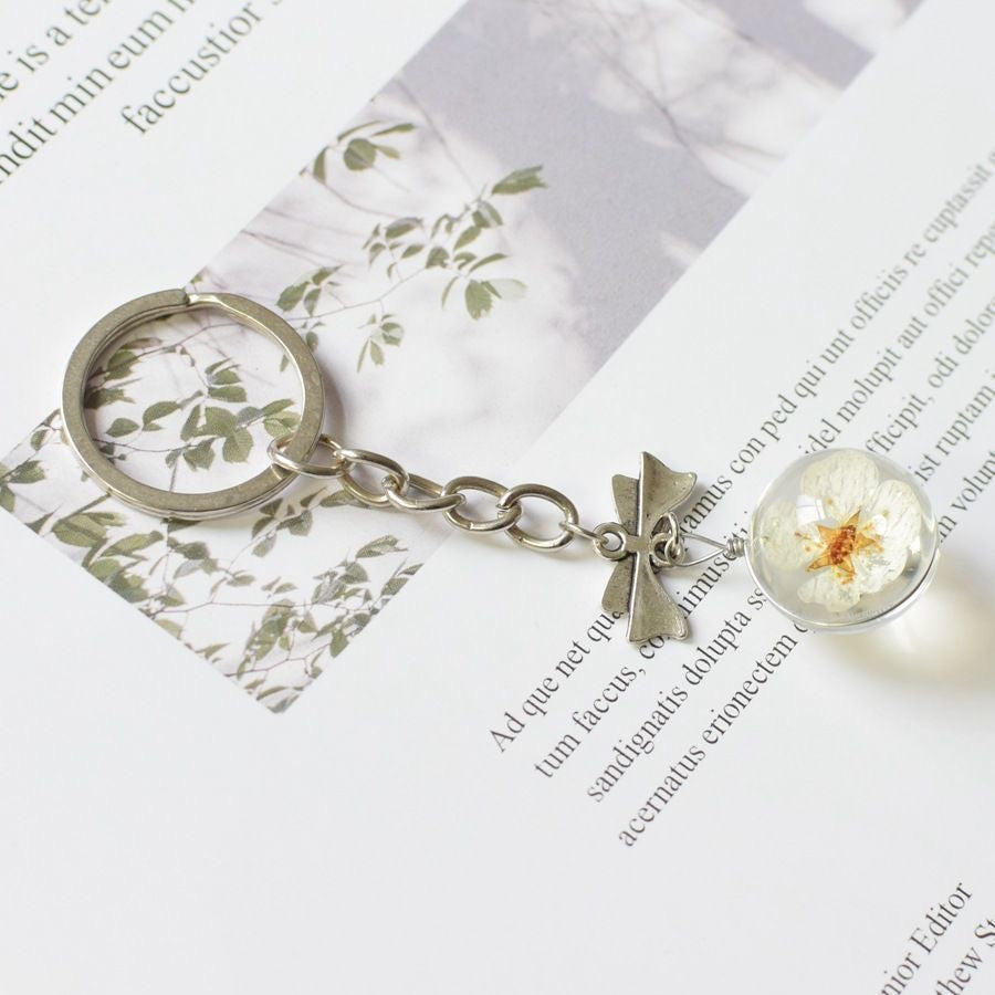 Eternal Flower Glass Orb Handmade Keychain