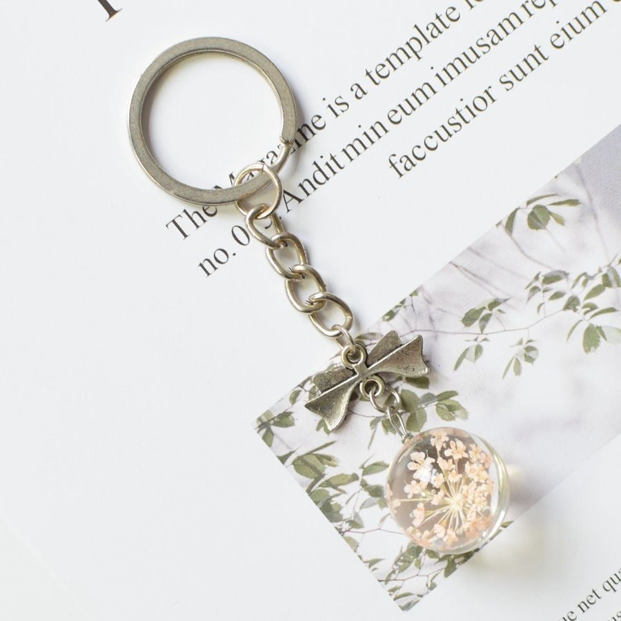 Eternal Flower Glass Orb Handmade Keychain
