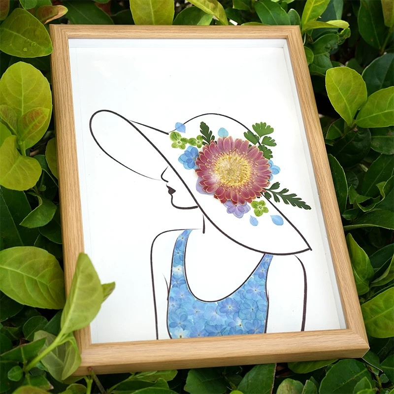 Miss Flower Sunny — Original Pressed Flower Portrait Art