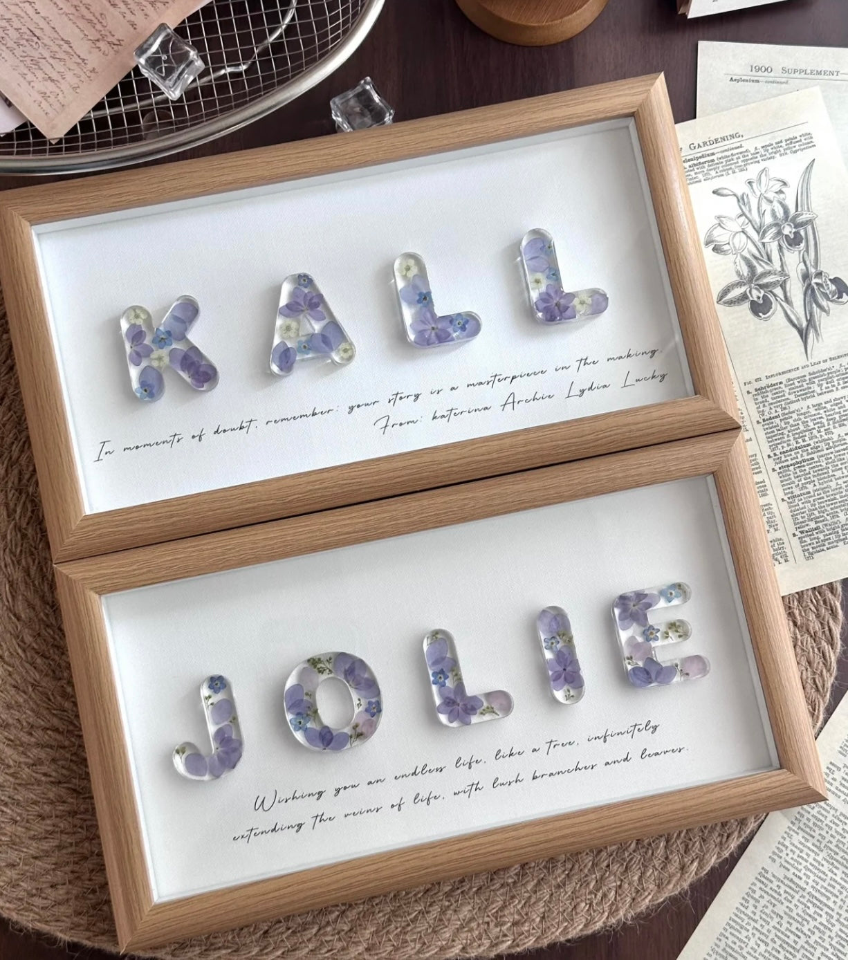 Personalized Resin Letter Frame with Real Flowers