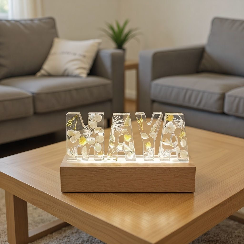 Custom Flower Letter Night Lamp – Your Initial in Light