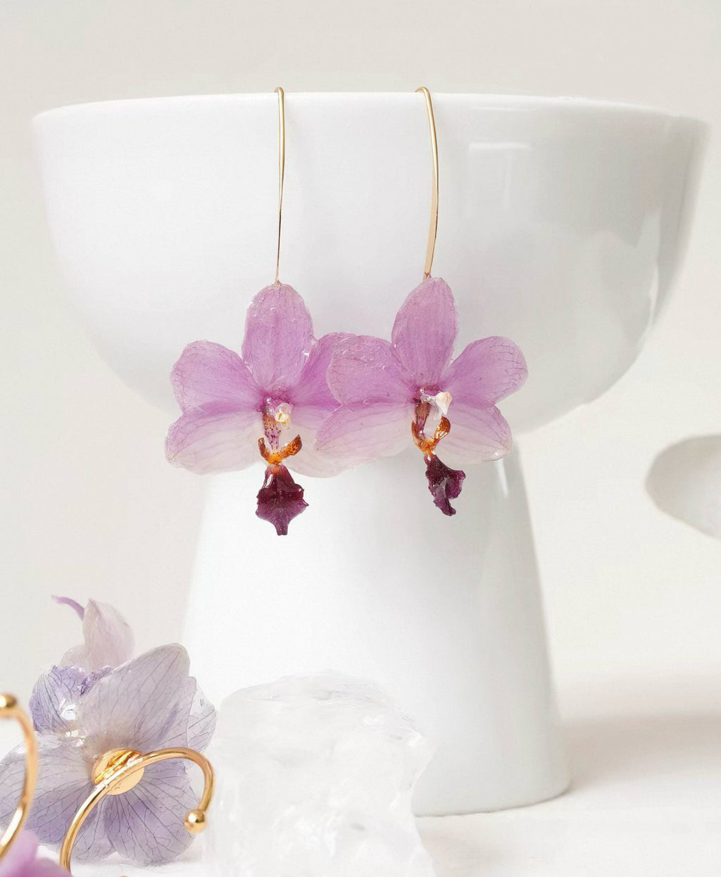 Evening Bloom — Orchid Drop Earrings(Set of 2)