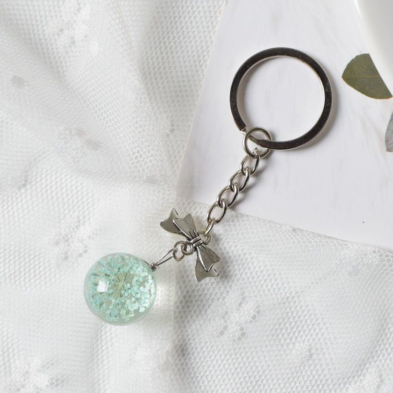 Eternal Flower Glass Orb Handmade Keychain