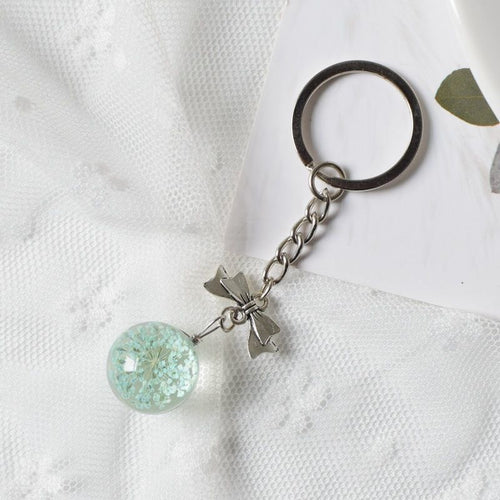 Crystal Floral Orb — Preserved Flower Keychain