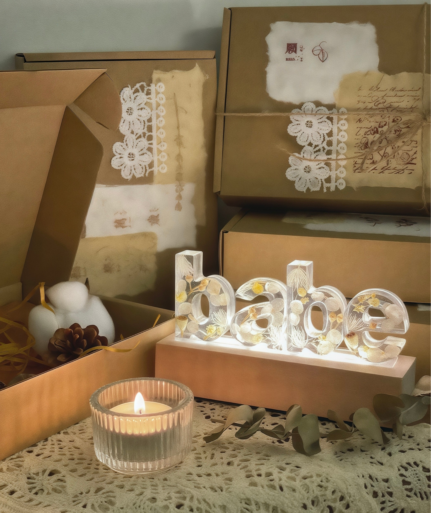 Custom Flower Letter Night Lamp – Your Initial in Light