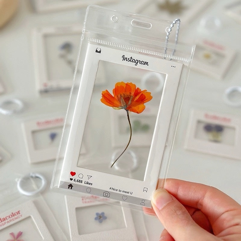 Square pressed flower ornament handmade gift