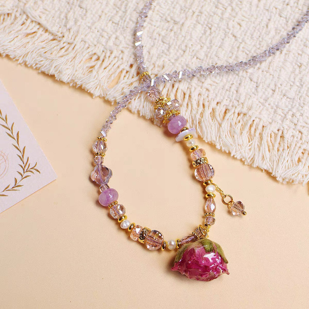 Garden Vacation- Lavender Rose Necklace