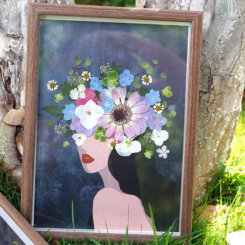 Miss Flower Petty — Pressed Flower Portrait Art