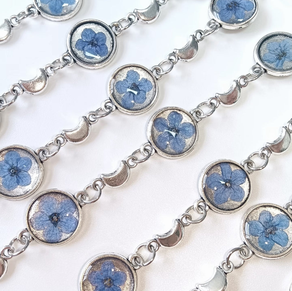 Forget-me-not Bracelet — Blue Flowers Preserved on Wrist