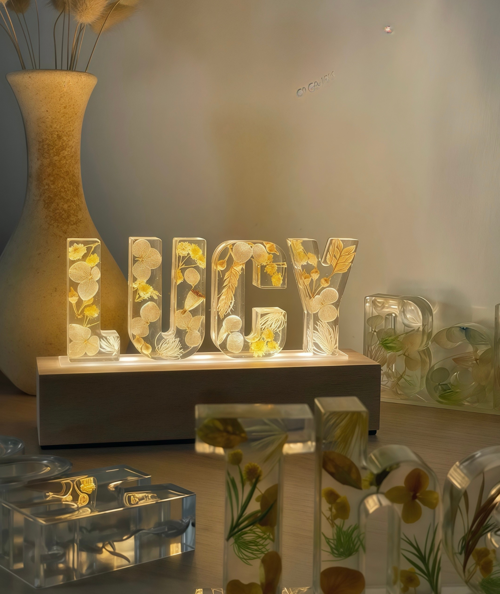 Custom Flower Letter Night Lamp – Your Initial in Light