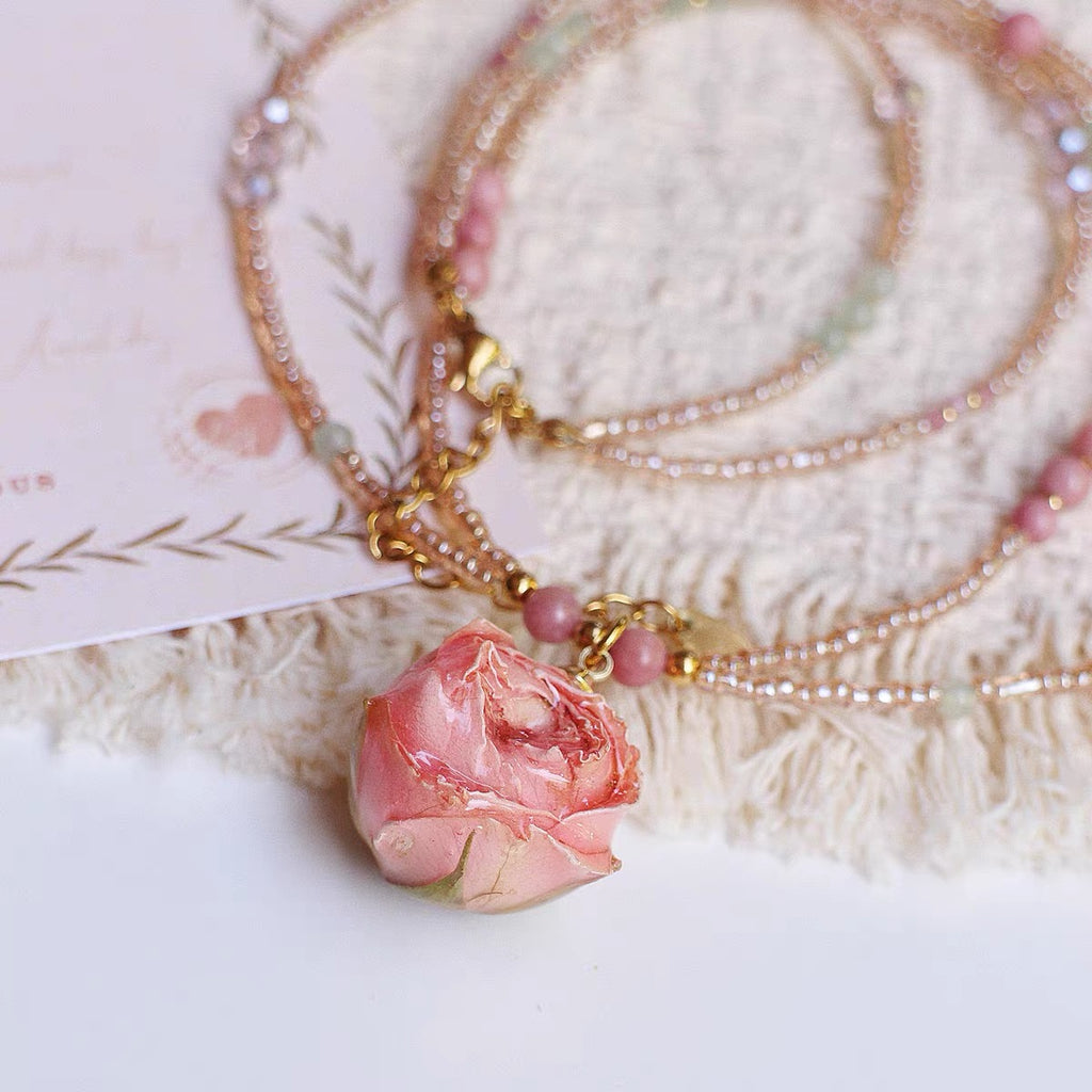 Garden Vacation- Lavender Rose Necklace