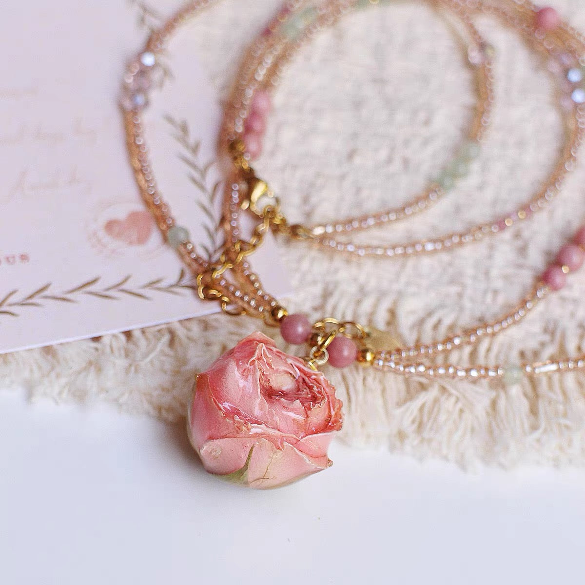Garden Vacation- Lavender Rose Necklace