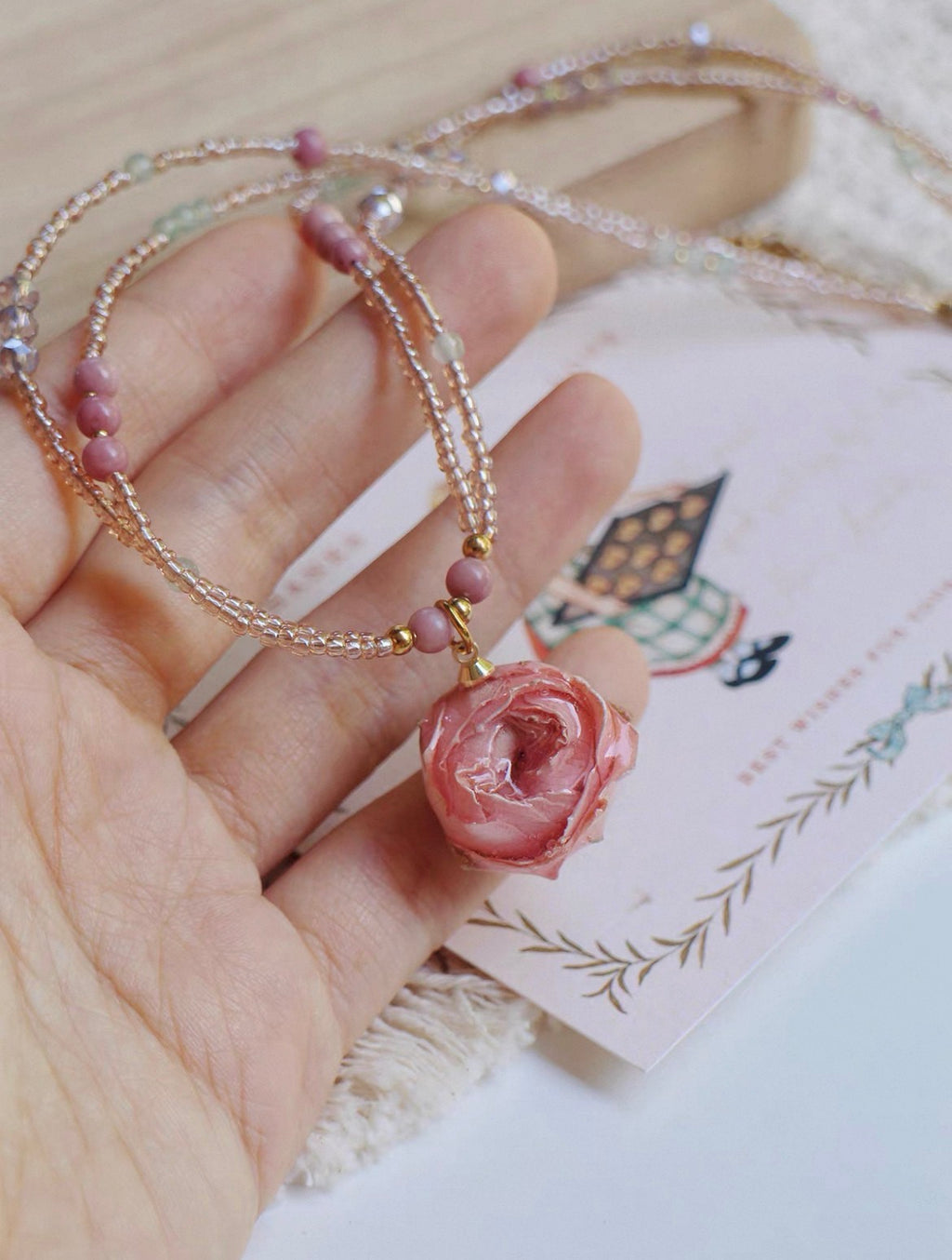 Garden Vacation- Lavender Rose Necklace