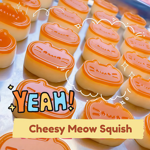 Cheesy cat squishy toy for stress relief, soft PU foam, cute desk companion gift