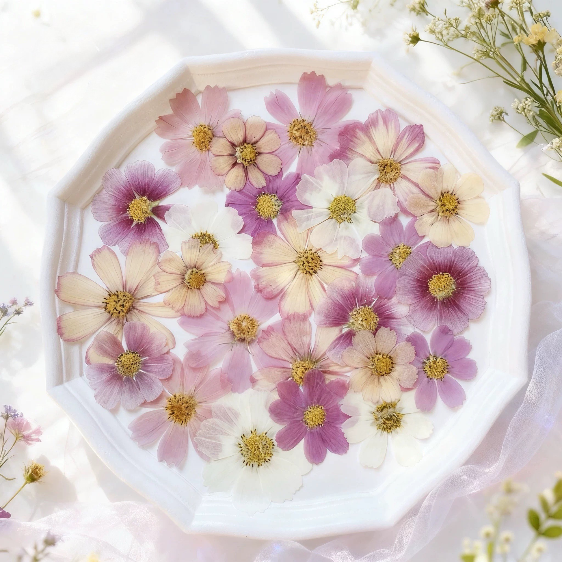 Pressed Cosmos Flowers for Resin & Crafts, Pink Gradient Dried Flowers, DIY Phone Case, Journaling & Art Supplies