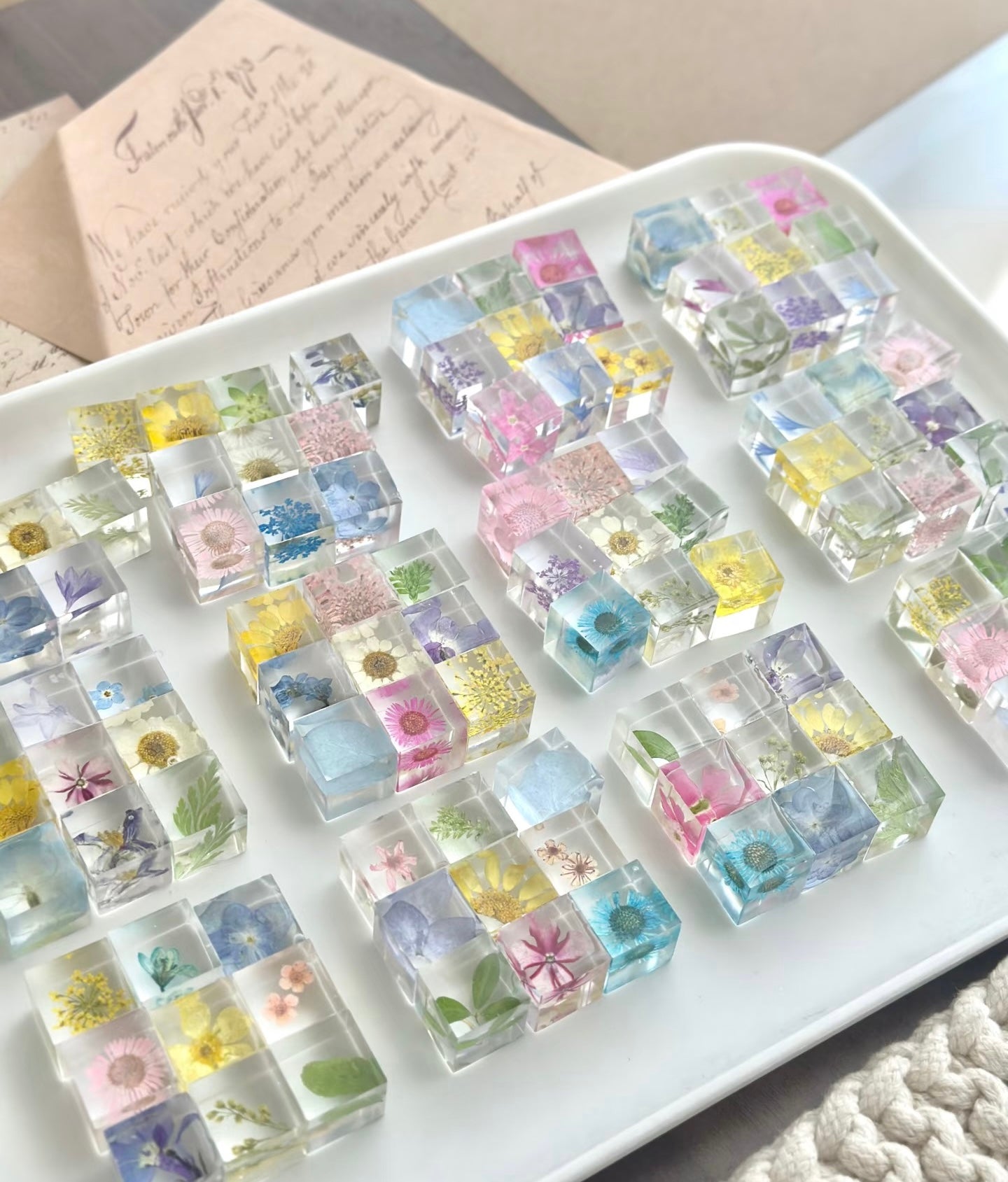 2 PCS Flower Cube Handmade Magnets