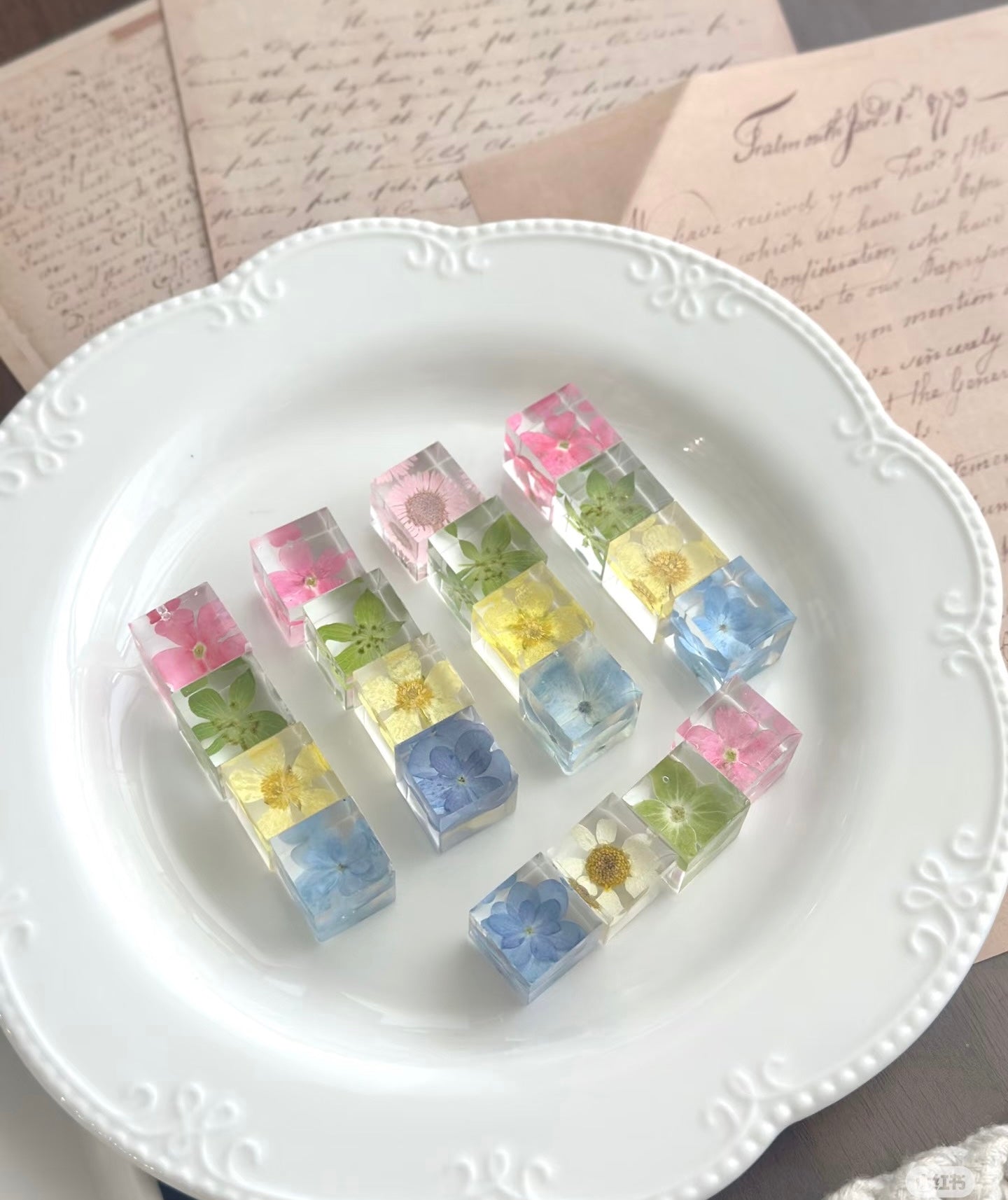 2 PCS Flower Cube Handmade Magnets