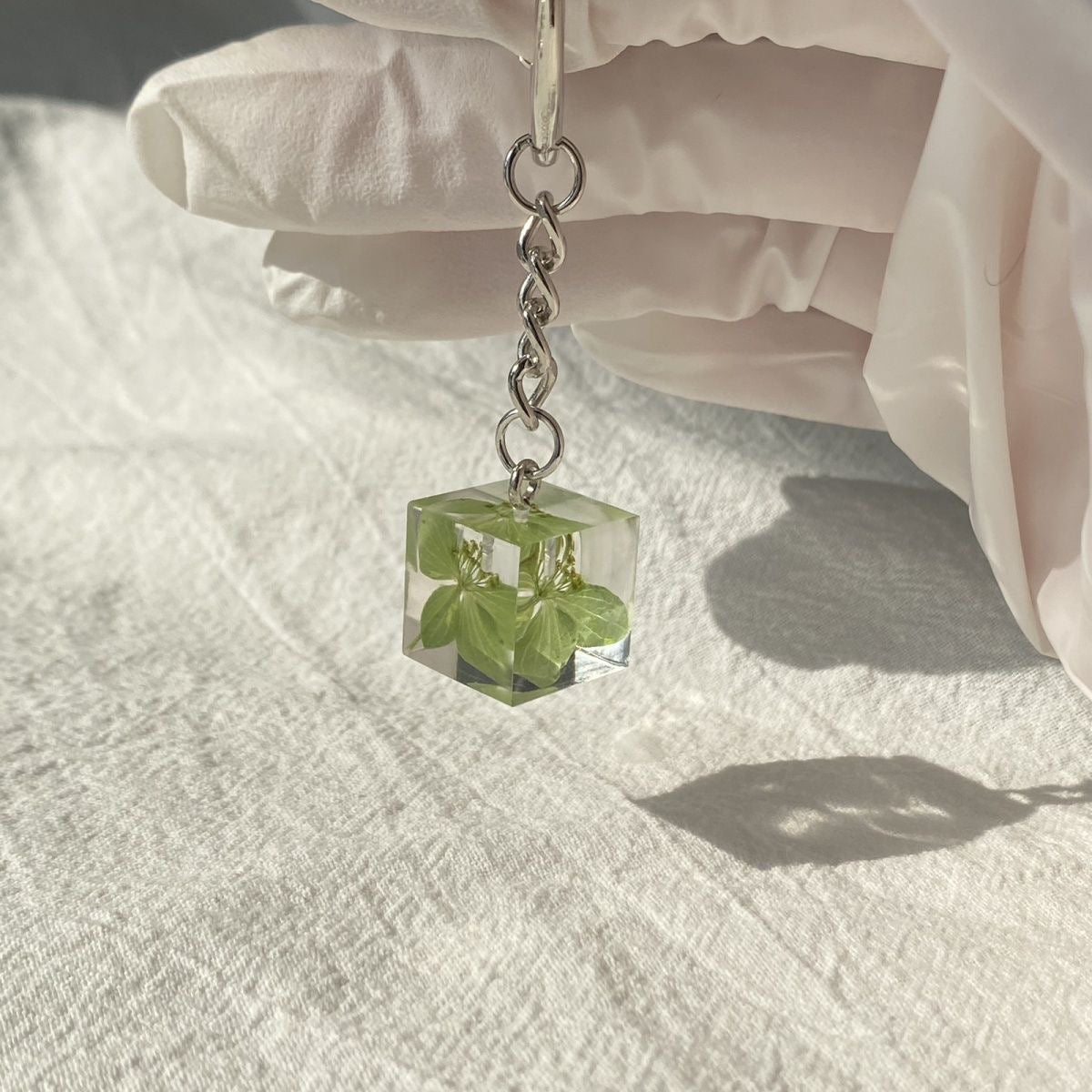 Botanical keychain accessory, tiny nature keepsake for bags or keys