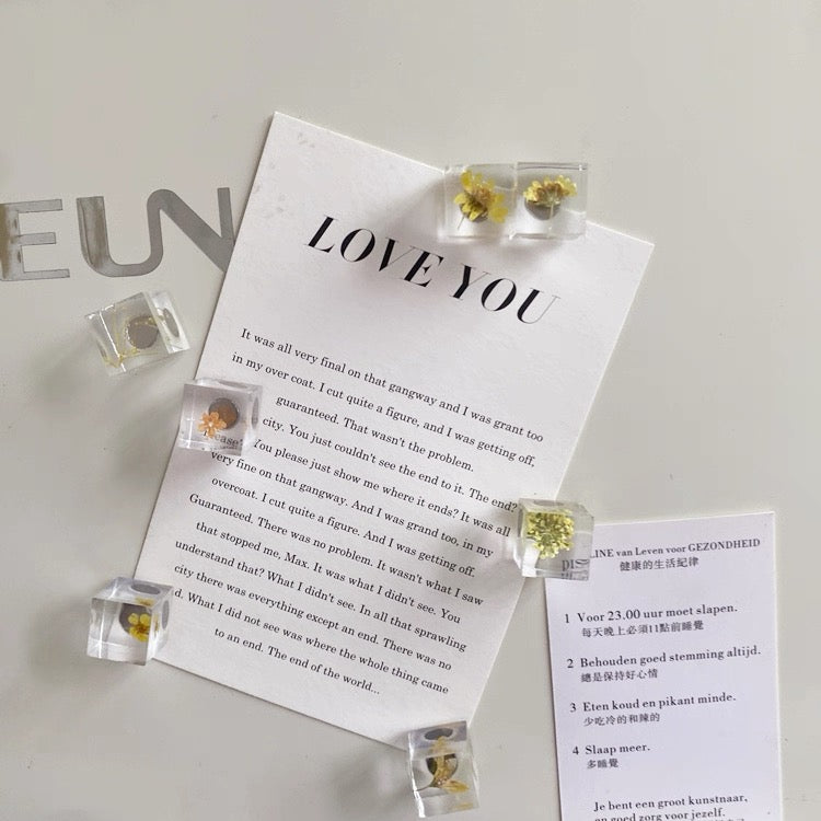 Unique handmade flower cube magnets for whiteboard or office decor