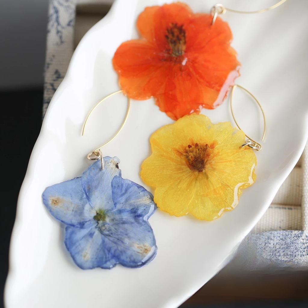 Juicy Pop — Handmade Oversized Pressed Flower Earrings