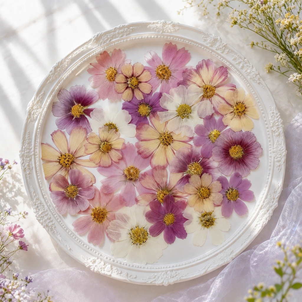 Pressed Cosmos Flowers for Resin & Crafts, Pink Gradient Dried Flowers, DIY Phone Case, Journaling & Art Supplies
