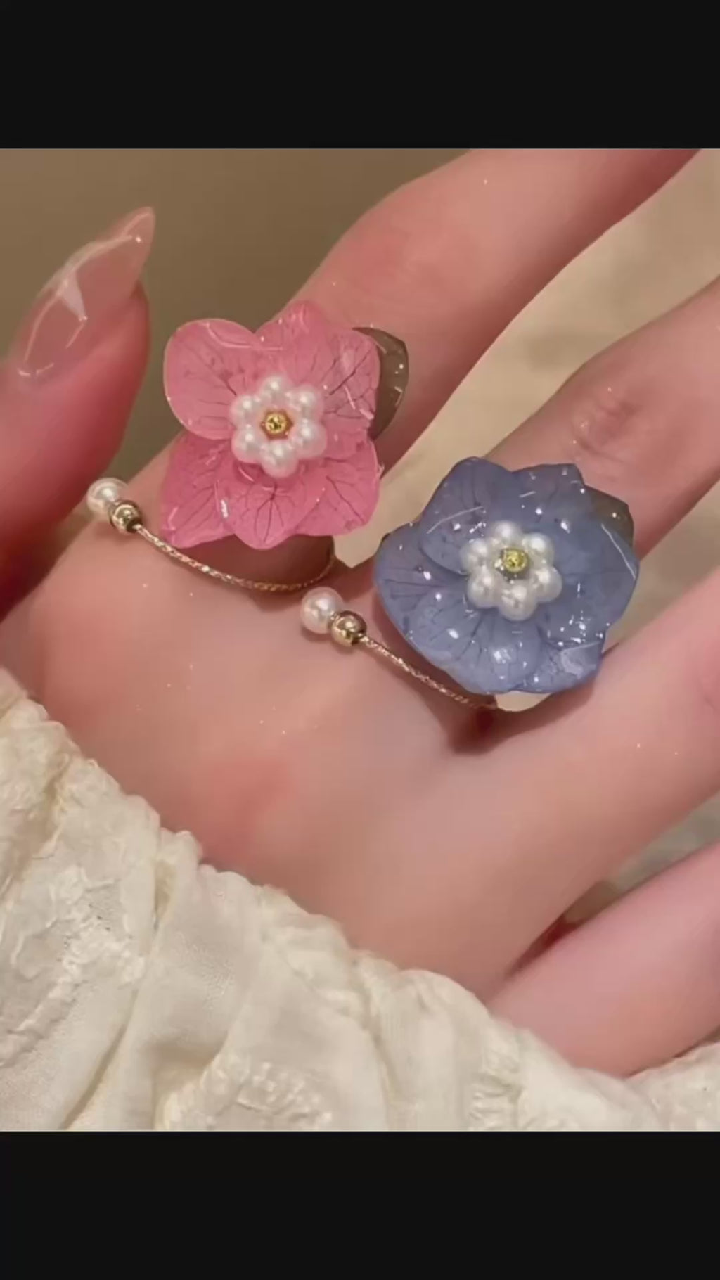 Candy Flower Resin Ring | Handmade Pastel Floral Adjustable Ring, Dopamine Sweet Botanical Jewelry